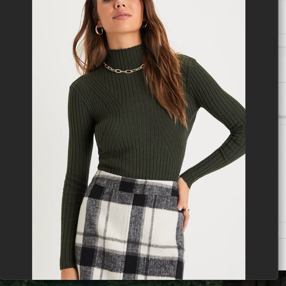 Crawford Dark Green Long Sleeve Mock Neck Bodysuit